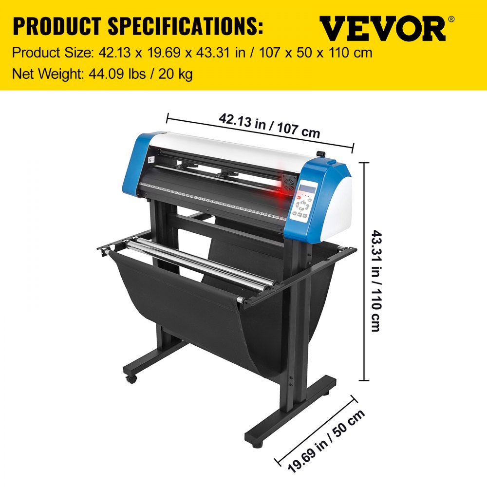 010949639069 - 34-Inch VEVOR Vinyl Cutter with LED Display & High-Speed Precision