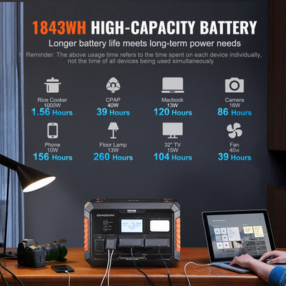 H2400IM - 1843Wh VEVOR Portable Power Station for Outdoor Adventures
