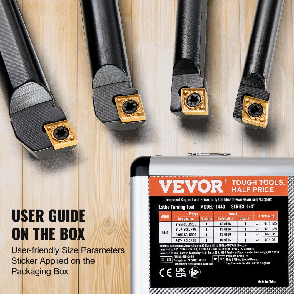 1440 - VEVOR 4-Piece Lathe Tool Set with 7.17" Length & Storage Box