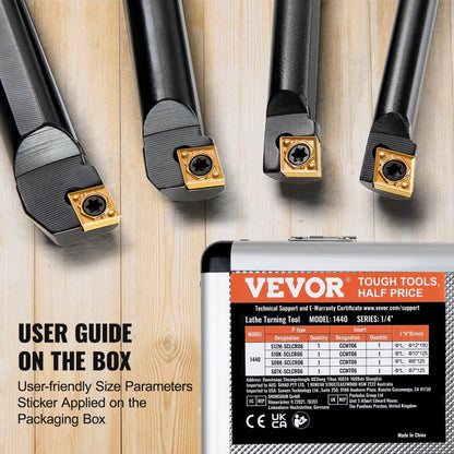 1440 - VEVOR 4-Piece Lathe Tool Set with 7.17" Length & Storage Box