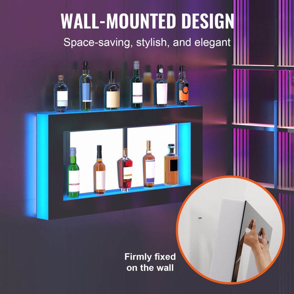 ok-s-48 - LED Acrylic Shelf for 24 Bottles with Remote & App Control