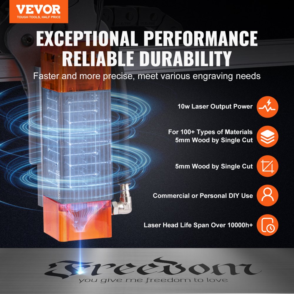 A7 - VEVOR 10W Laser Engraver 15.7" x 15.7" for Precise Cutting