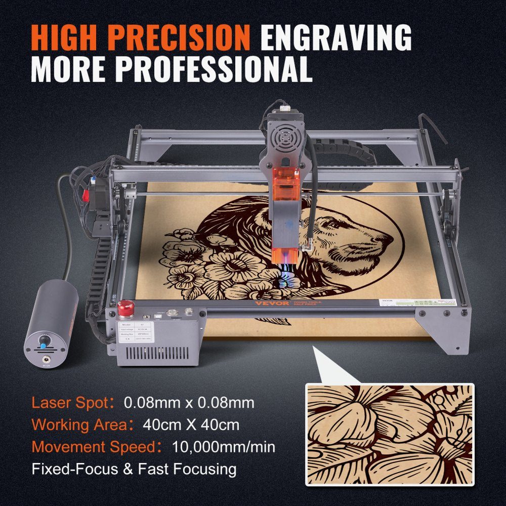 A7 - VEVOR 10W Laser Engraver 15.7" x 15.7" for Precise Cutting