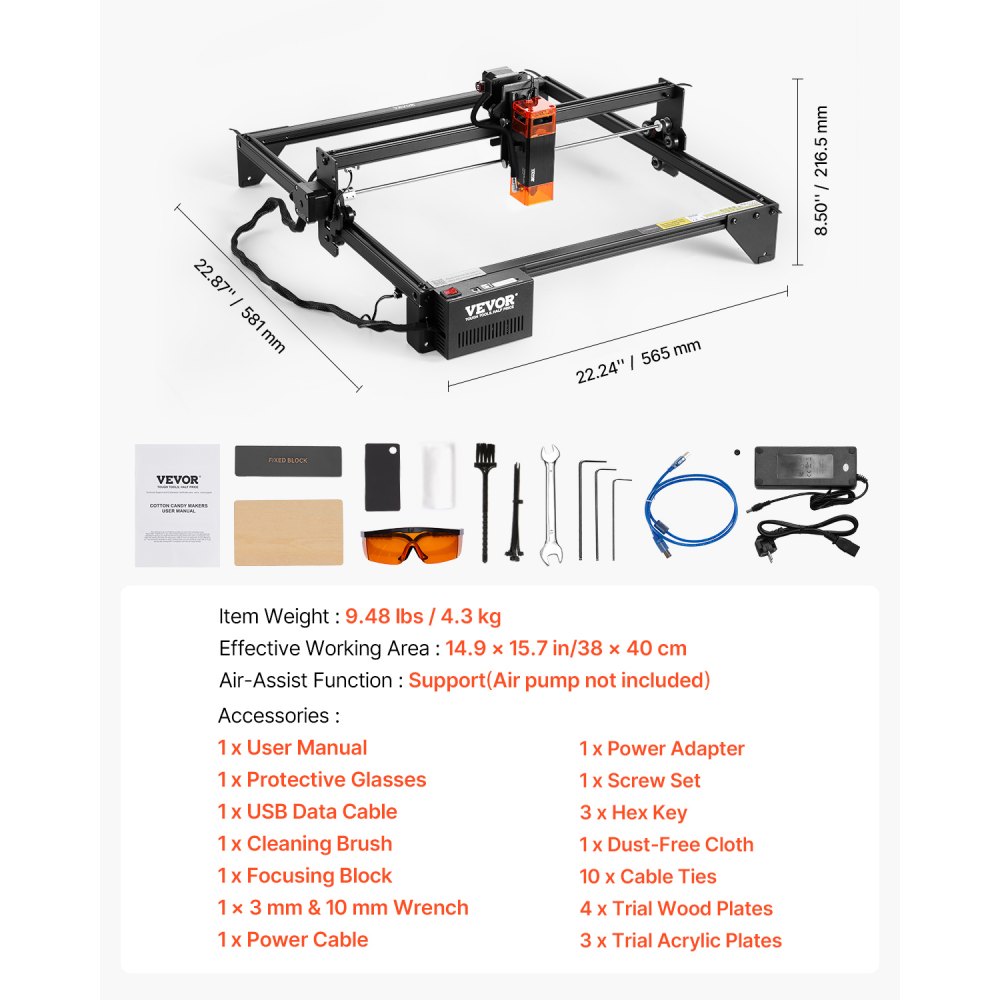 A7 - 5W Laser Engraver, 380 x 400 mm, Easy Assembly