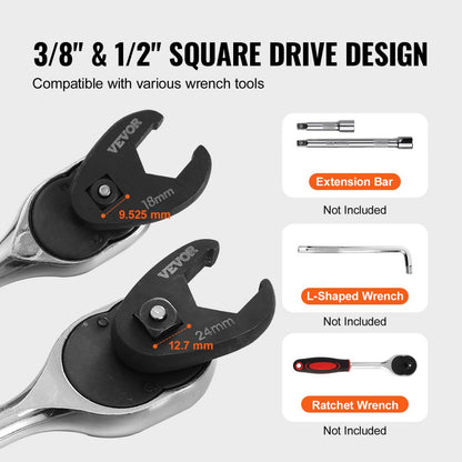 XMYGT0015 - Durable Crowfoot Wrench Set, 15 Pieces, CR-MO Steel, Rust Resistant