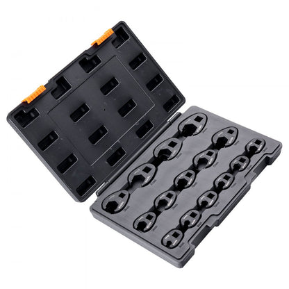 XMYGT0015 - Durable Crowfoot Wrench Set, 15 Pieces, CR-MO Steel, Rust Resistant