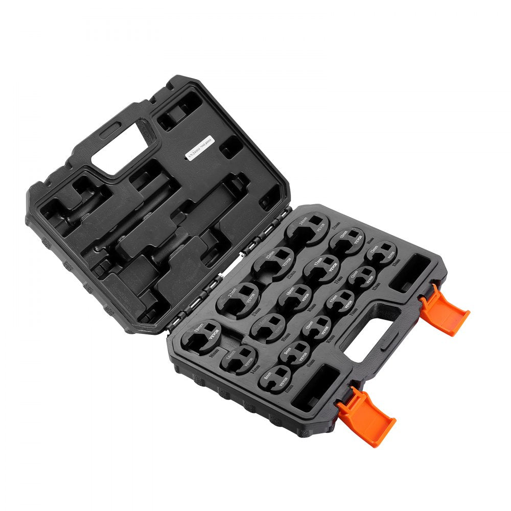 XMYGT0015 - 12-Piece Crowfoot Wrench Set, 8mm to 24mm, Durable CRMO Steel