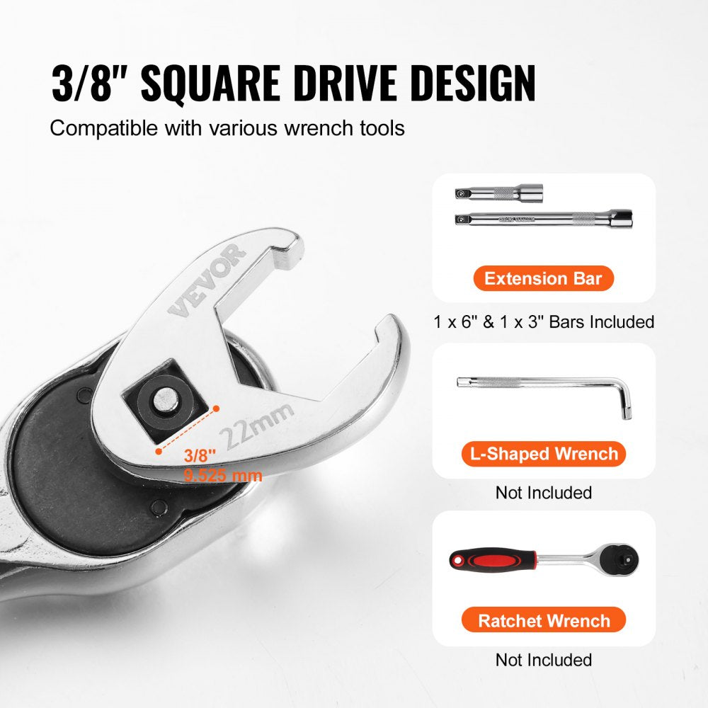 XMYGT0024 - 24-Piece Crowfoot Wrench Set with Extensions - SAE & Metric