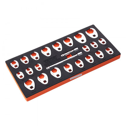 XMYGT0024 - 24-Piece Crowfoot Wrench Set with Extensions - SAE & Metric