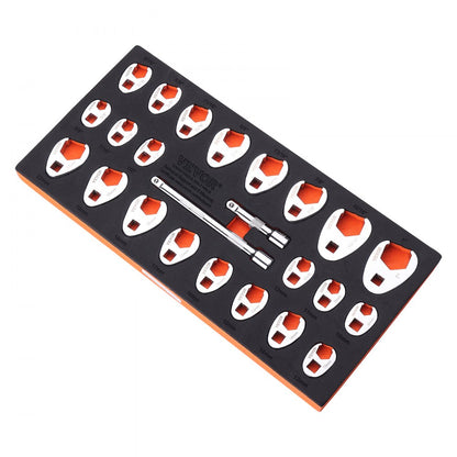 XMYGT0024 - 24-Piece Crowfoot Wrench Set with Extensions - SAE & Metric