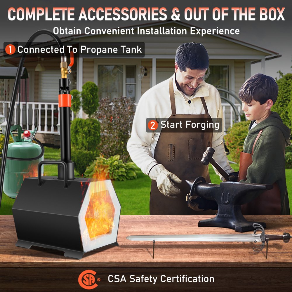 JHLJD01A - Portable Propane Forge, Reaches 2600°F in 3 Min