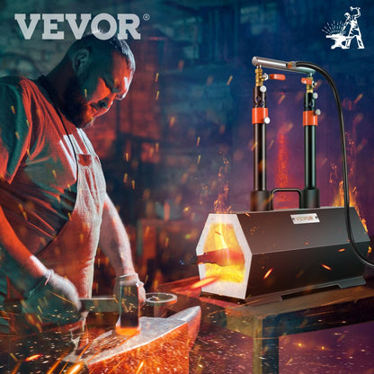 JHLJS02A - Portable Double Burner Propane Forge for Metalworking