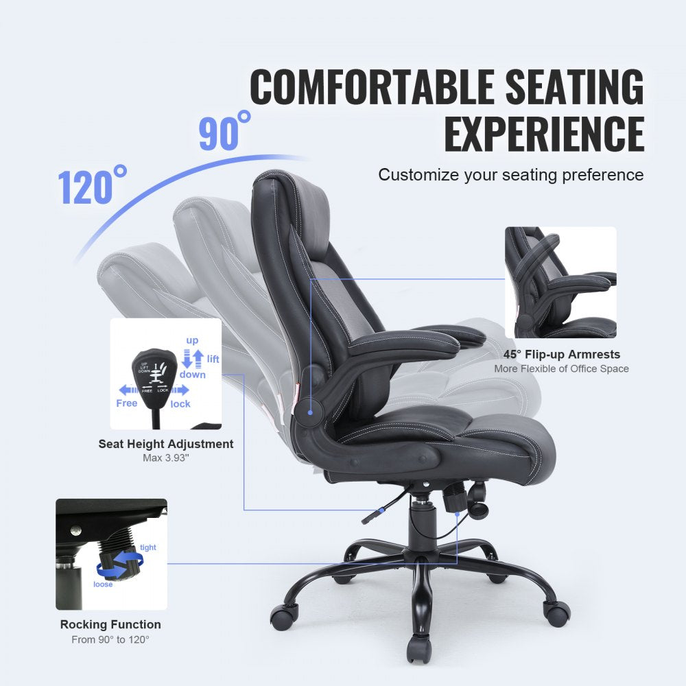 GF-82727H - High Back PU Leather Office Chair with Adjustable Lumbar Support