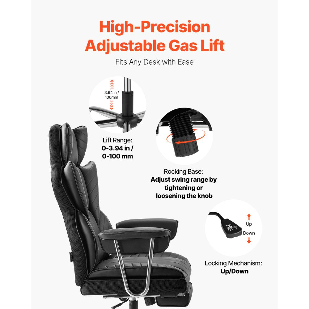 GF-82724H - Heavy-Duty Executive Chair with Adjustable Footrest and Lumbar Support