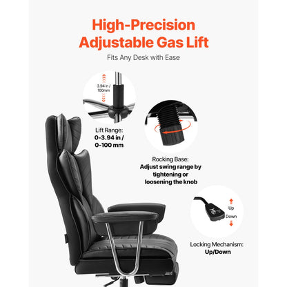 GF-82724H - Heavy-Duty Executive Chair with Adjustable Footrest and Lumbar Support