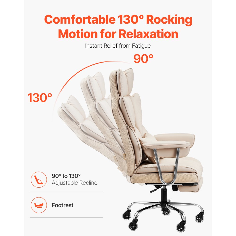 GF-82724H-2 - 400 lbs Leather Executive Chair with Rocking Footrest