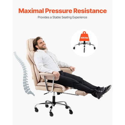 GF-82724H-2 - 400 lbs Leather Executive Chair with Rocking Footrest