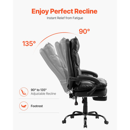 HC-2507-2 - Ergonomic Executive Office Chair with Adjustable Footrest, 400lbs Capacity