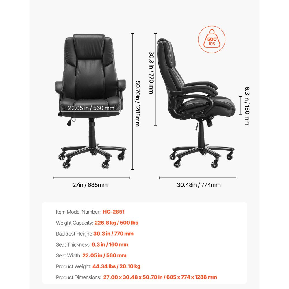 HC-2851 - Durable Office Chair with Lumbar Support, 500lbs Capacity