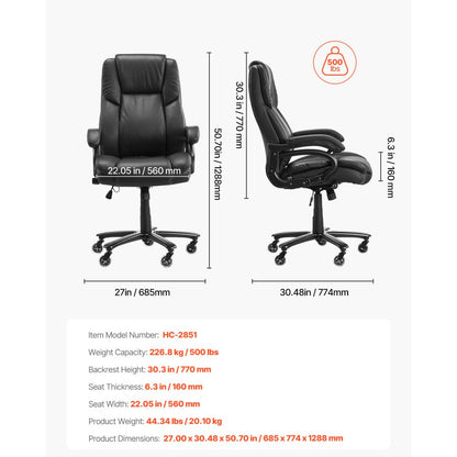HC-2851 - Durable Office Chair with Lumbar Support, 500lbs Capacity