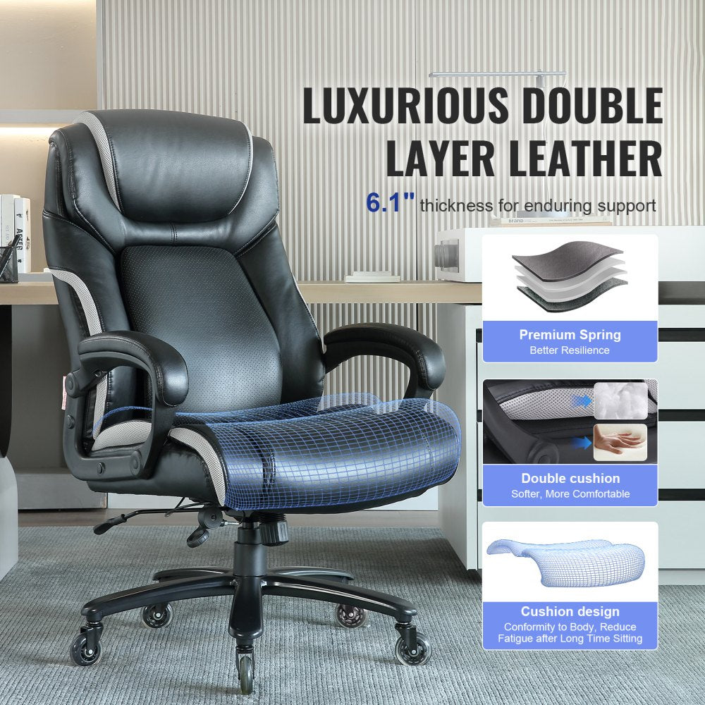 GF-82722H - Durable 400lbs Heavy-Duty Executive Office Chair with Metal Base