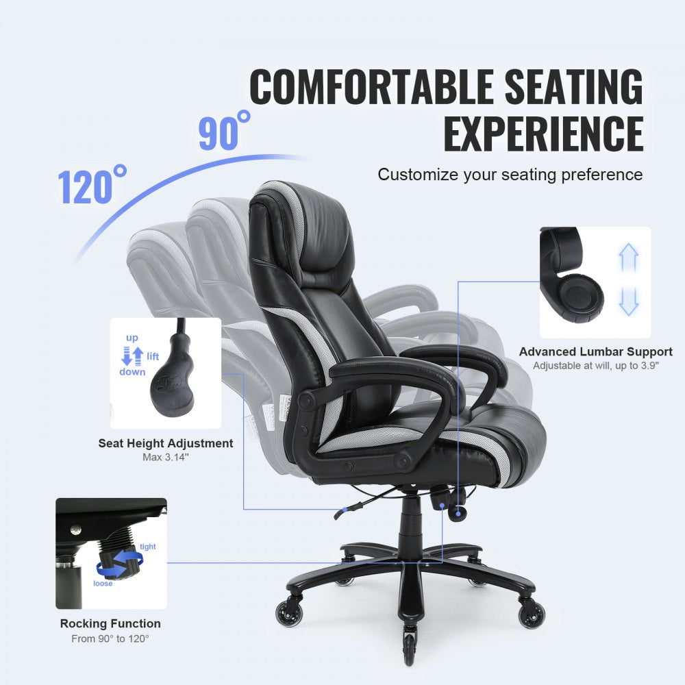 GF-82722H - Durable 400lbs Heavy-Duty Executive Office Chair with Metal Base