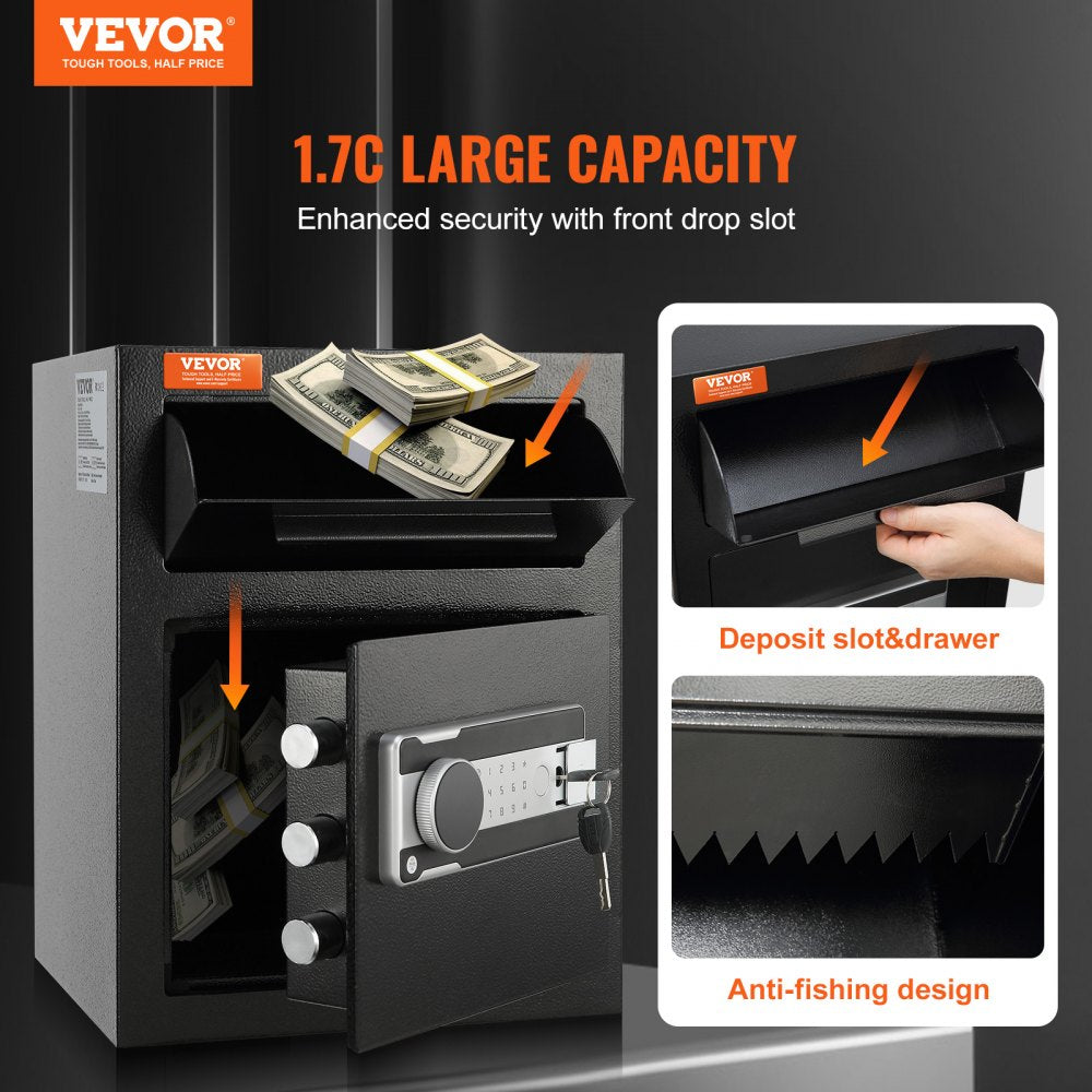 SS-450 - VEVOR 1.7C Steel Depository Safe with Drop Slot and Code Lock