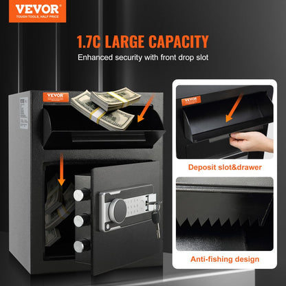 SS-450 - VEVOR 1.7C Steel Depository Safe with Drop Slot and Code Lock