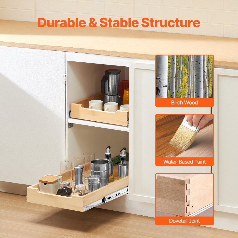 SKU-1 - 14"x21" Birch Wood Pull-Out Organizer with Soft Close Mechanism