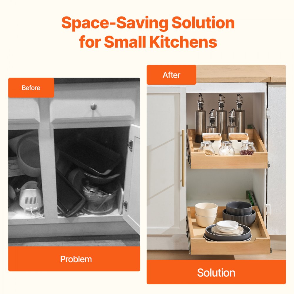 SKU-1 - 14"x21" Birch Wood Pull-Out Organizer with Soft Close Mechanism
