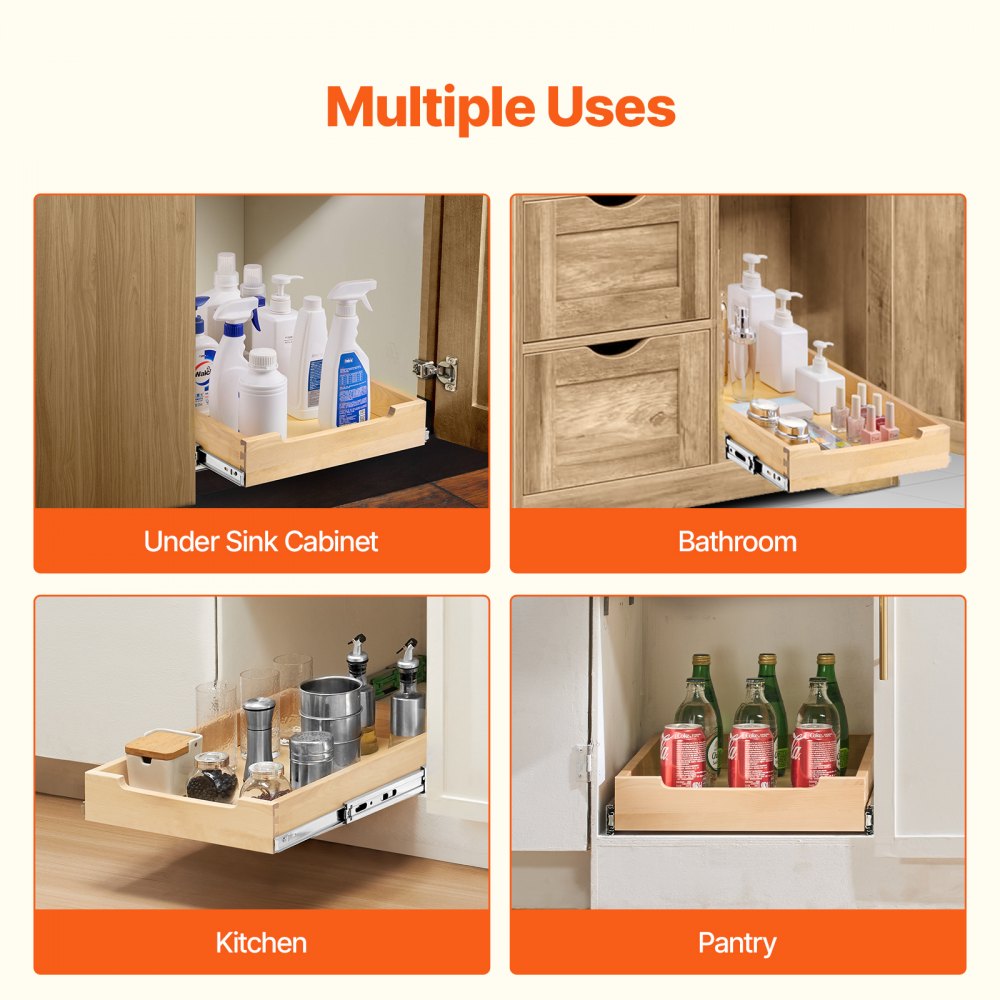 SKU-1 - 14"x21" Birch Wood Pull-Out Organizer with Soft Close Mechanism