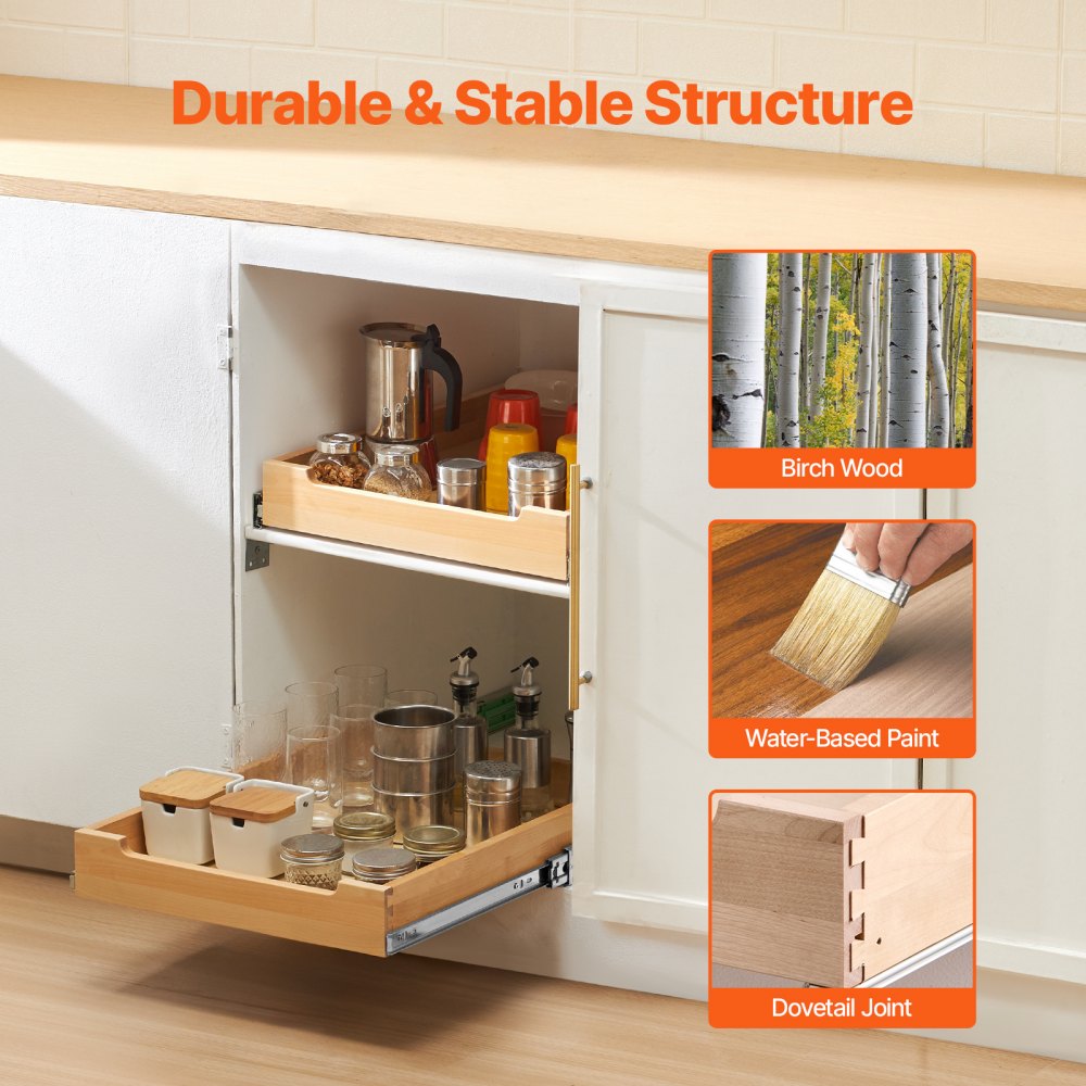 SKU-2 - Birch Wood Pull-Out Organizer 17x21 Inch for Smart Storage