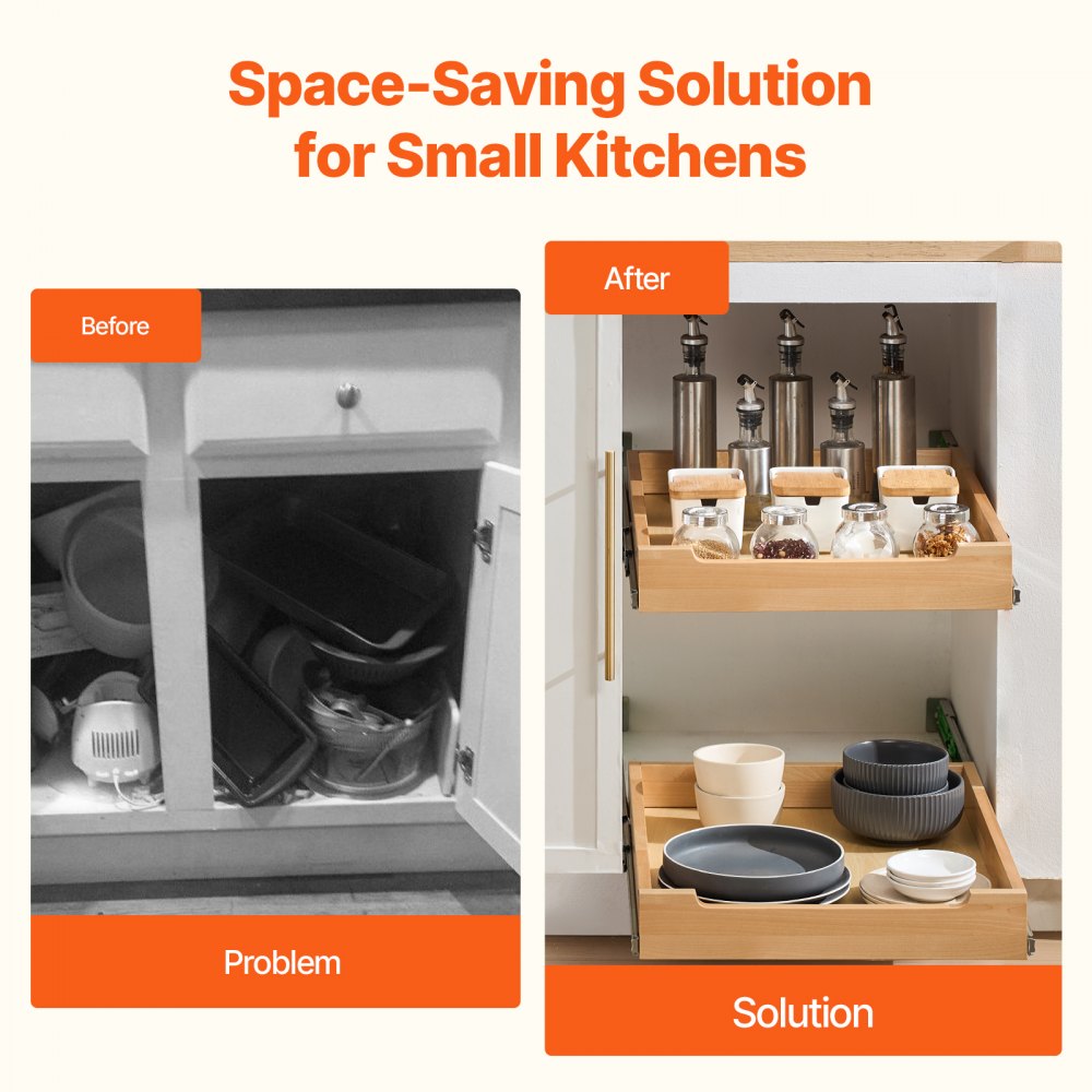 SKU-2 - Birch Wood Pull-Out Organizer 17x21 Inch for Smart Storage
