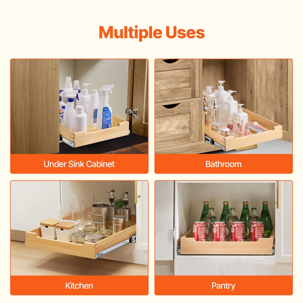SKU-2 - Birch Wood Pull-Out Organizer 17x21 Inch for Smart Storage