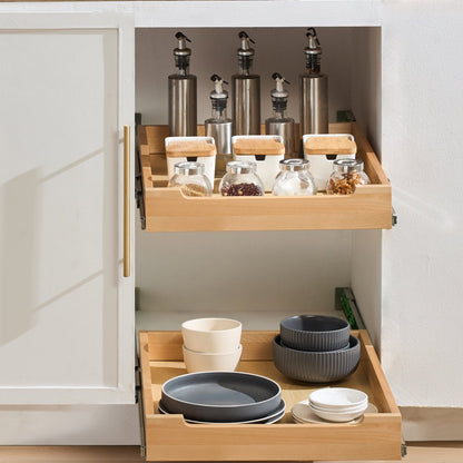 SKU-2 - Birch Wood Pull-Out Organizer 17x21 Inch for Smart Storage
