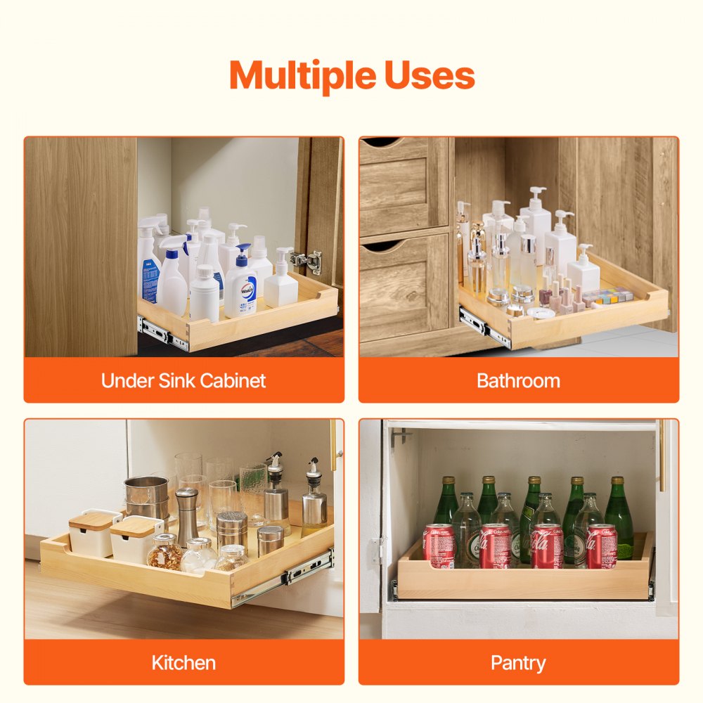 SKU-3 - Compact 20“ Birch Wood Pull Out Cabinet Organizer with Soft Close
