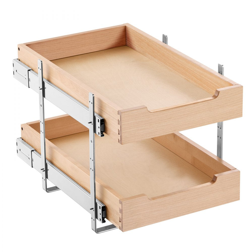 SKU-4 - Birch Wood Double-Tier Cabinet Organizer, 14"W x 21"D