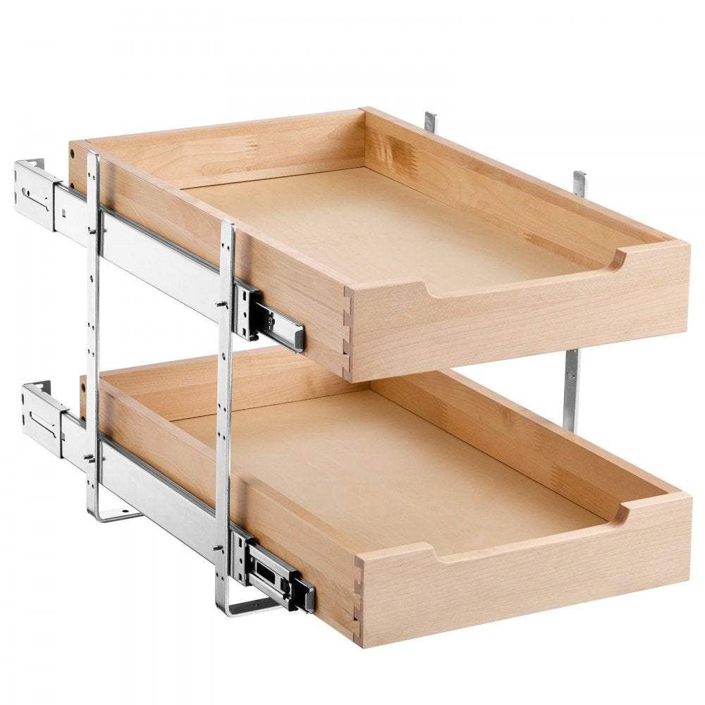 SKU-4 - Birch Wood Double-Tier Cabinet Organizer, 14"W x 21"D