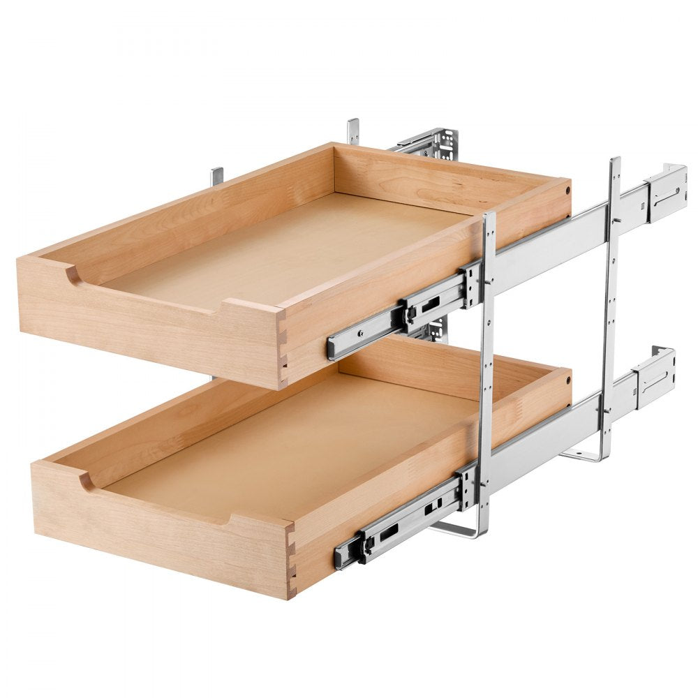 SKU-4 - Birch Wood Double-Tier Cabinet Organizer, 14"W x 21"D