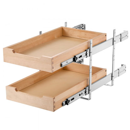 SKU-4 - Birch Wood Double-Tier Cabinet Organizer, 14"W x 21"D