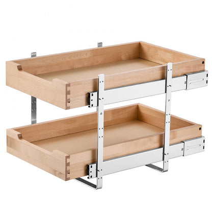 SKU-4 - Birch Wood Double-Tier Cabinet Organizer, 14"W x 21"D