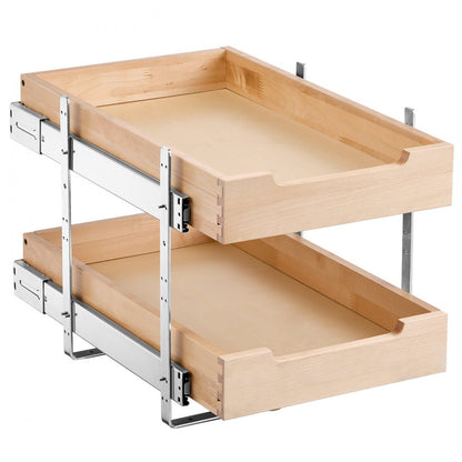 SKU-4 - Birch Wood Double-Tier Cabinet Organizer, 14"W x 21"D