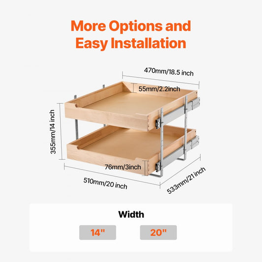 SKU-5 - Birch Wood Double-Tier Organizer with Adjustable Heights