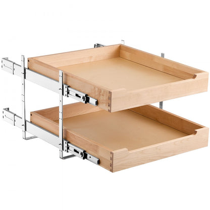 SKU-5 - Birch Wood Double-Tier Organizer with Adjustable Heights