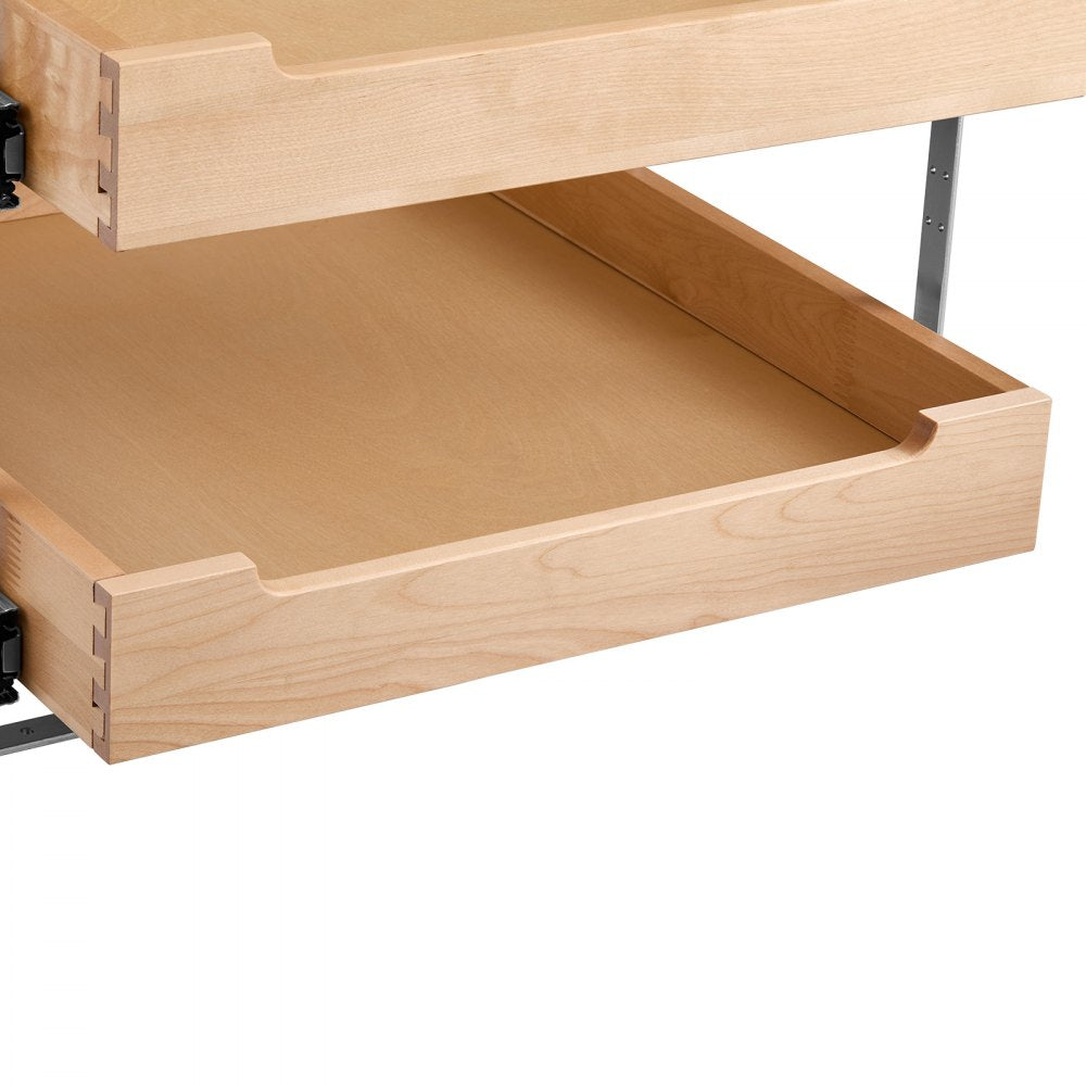 SKU-5 - Birch Wood Double-Tier Organizer with Adjustable Heights