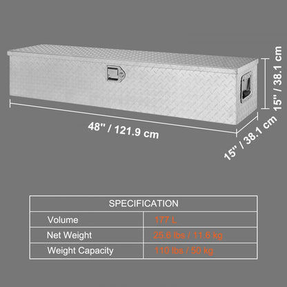 JL-TB19-3 - 48” Lightweight Aluminum Tool Box with Side Handles