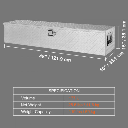 JL-TB19-3 - 48” Lightweight Aluminum Tool Box with Side Handles