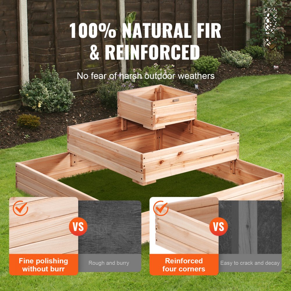 010991533259 - 44.5" Fir Wood Raised Garden Bed for Easy Planting