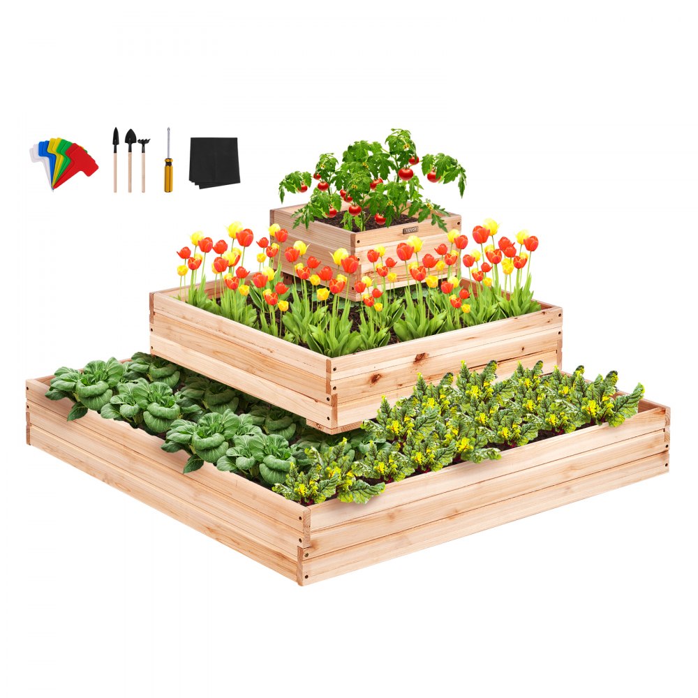 010991533259 - 44.5" Fir Wood Raised Garden Bed for Easy Planting