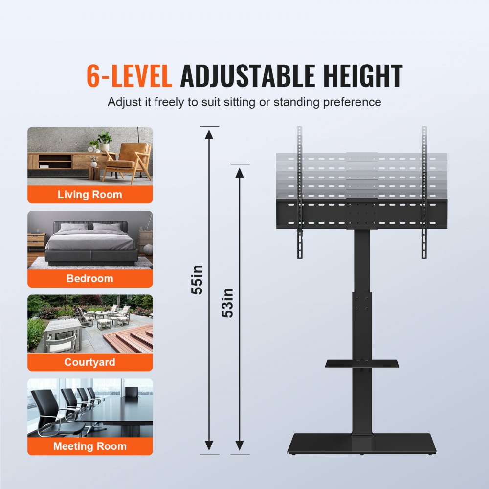 010657729868 - Adjustable Swivel TV Stand for 32-85 Inch Screens, 53-55" Height